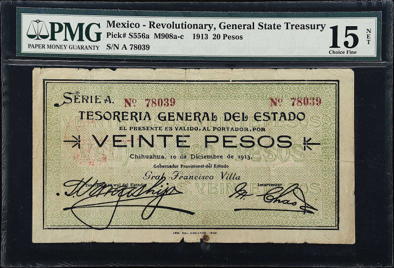 MEXICO. Tesoreria General del Estado. 20 Pesos, 1913. P-S556a. M908a-c. PMG Choi...