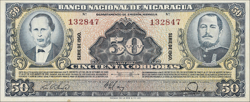 NICARAGUA. Banco Nacional de Nicaragua. 50 Cordobas, 1960. P-103b. Very Fine.
...