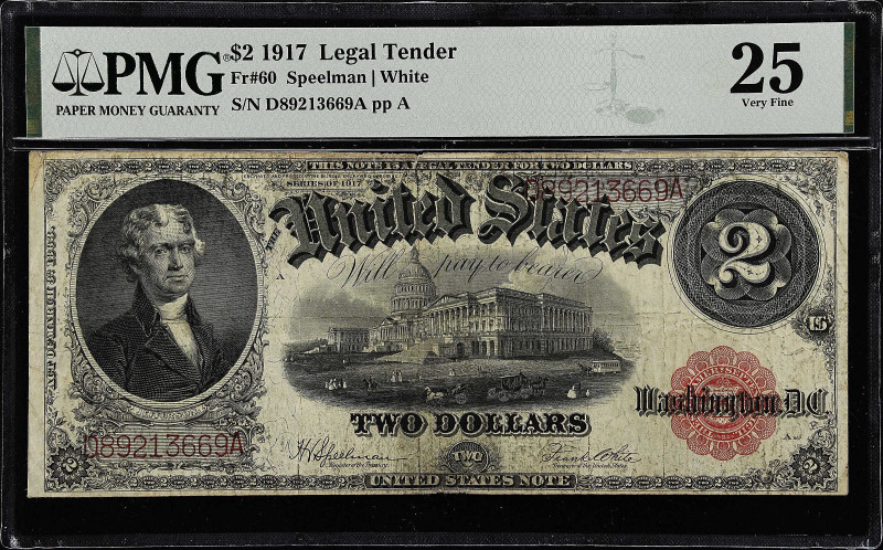 UNITED STATES. Fr. 60. 1917 2 Dollar Legal Tender Note. PMG Very Fine 25.

Est...