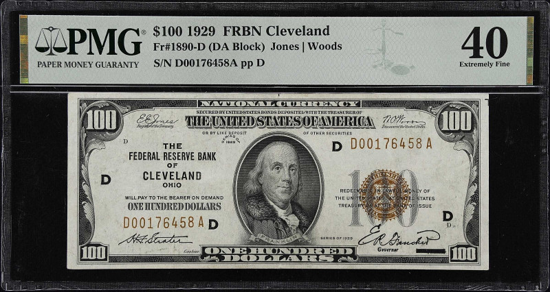 UNITED STATES. Fr. 1890-D. 1929 $100 Federal Reserve Bank Note. Cleveland. PMG E...