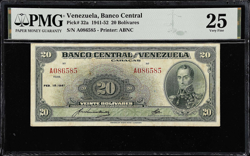 VENEZUELA. Banco Central de Venezuela. 20 Bolivares, 1941. P-32a. PMG Very Fine ...