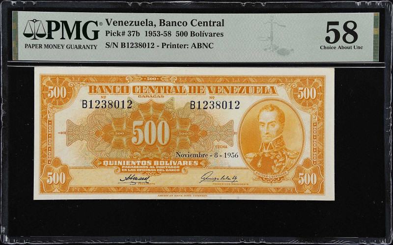 VENEZUELA. Lot of (2). Banco Central de Venezuela. 500 Bolivares, 1956. P-37b. C...