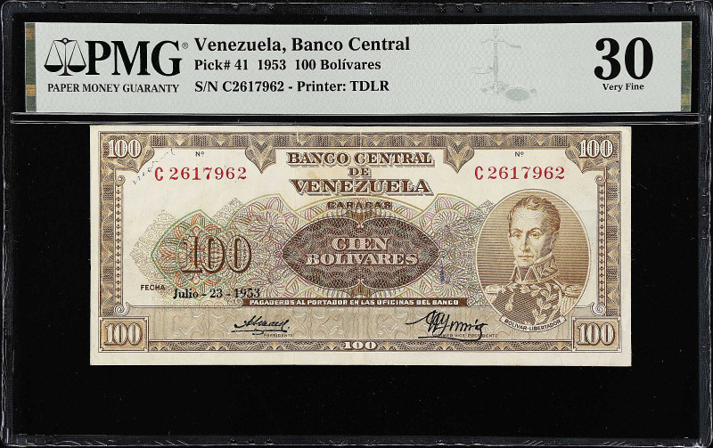 VENEZUELA. Banco Central de Venezuela. 100 Bolivares, 1953. P-41. PMG Very Fine ...