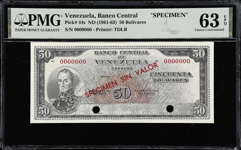 VENEZUELA. Banco Central de Venezuela. 50 Bolivares, ND (1961-63). P-44s. Specim...