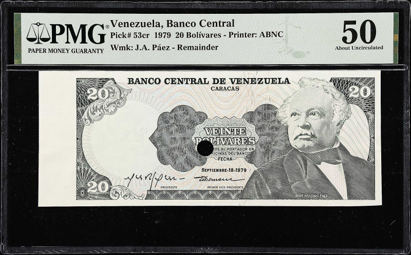 VENEZUELA. Banco Central De Venezuela. 20 Bolivares, 1979. P-53cr. Remainder. PM...