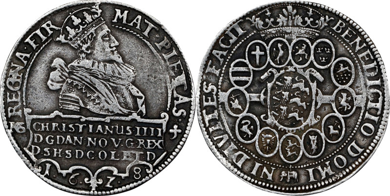 DENMARK. Speciedaler, 1628-NS. Copenhagen Mint. Christian IV. VERY FINE Details....