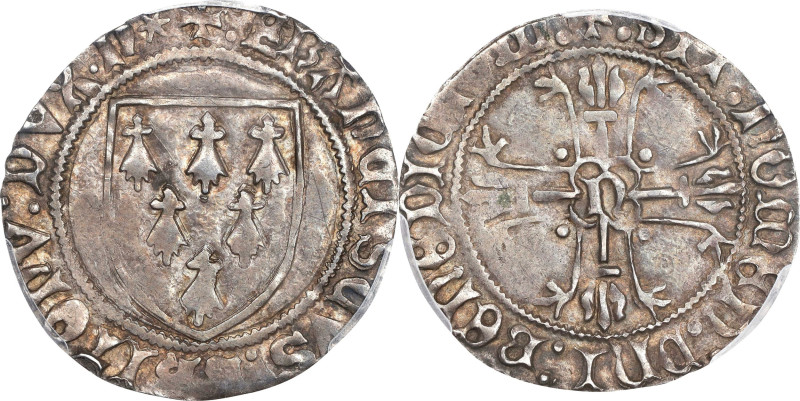 FRANCE. Brittany. Gros a l'ecu, ND (1458-88). Nantes Mint. Francis II. PCGS AU-5...