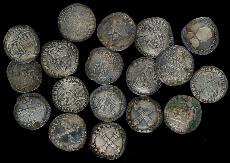 FRANCE. Group of Silver Shield Issues (18 Pieces). 16th-17th Century. Average Gr...