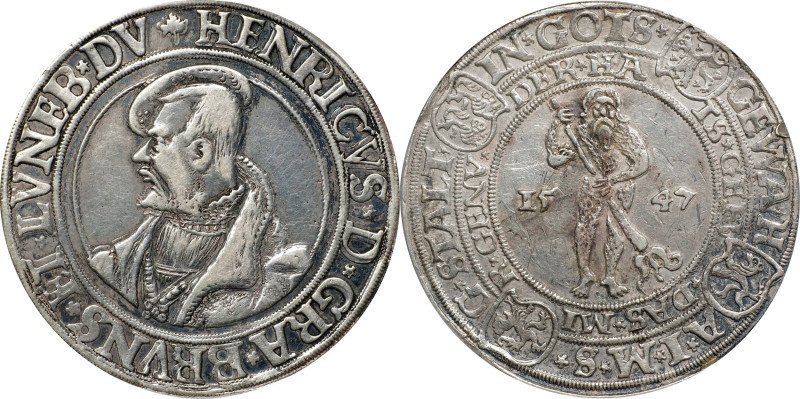 GERMANY. Brunswick-Luneburg: Wolfenbuttel. Taler, "47" (1547). Riechenberg Mint....