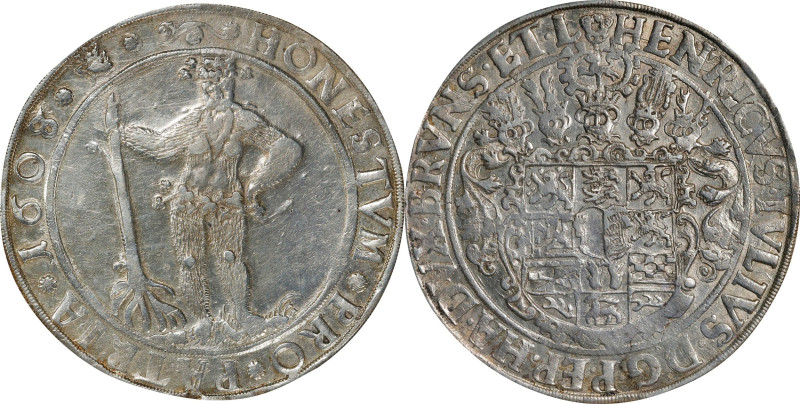 GERMANY. Brunswick-Luneburg: Wolfenbuttel. Taler, 1608/7. Zellerfeld Mint. Heinr...