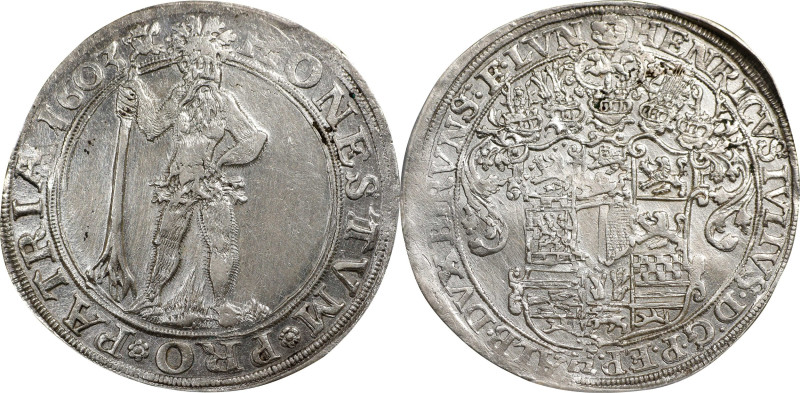 GERMANY. Brunswick-Luneburg: Wolfenbuttel. 1/2 Taler, 1603. Zellerfeld Mint. Hei...