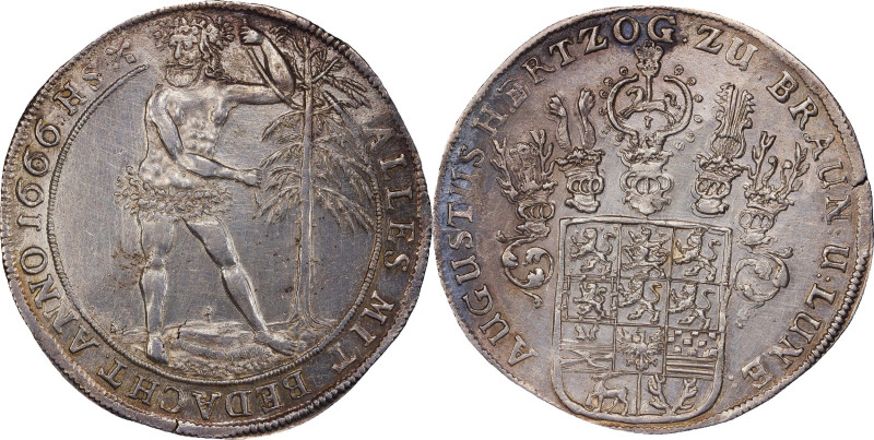 GERMANY. Brunswick-Luneburg: Brunswick. Taler, 1666-HS. Zellerfeld Mint. August ...