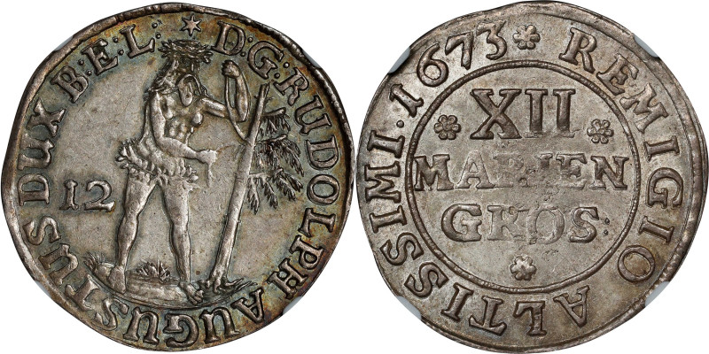 GERMANY. Brunswick-Luneburg: Brunswick. 12 Mariengroschen, 1673. Zellerfeld Mint...