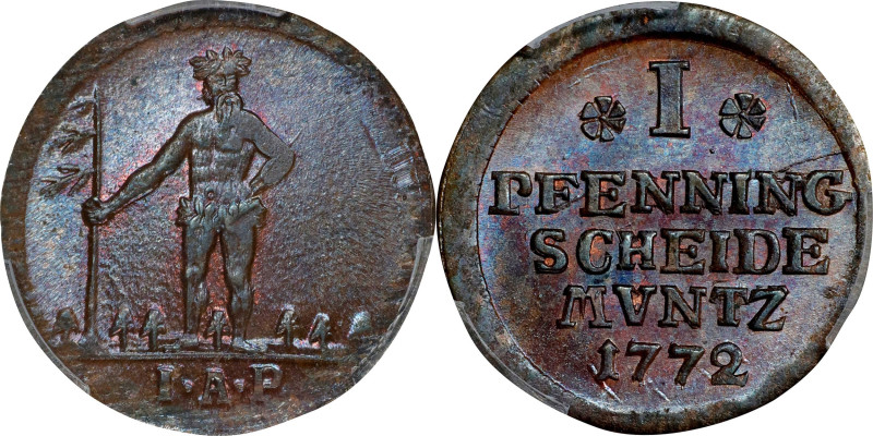 GERMANY. Brunswick-Luneburg: Hannover. Pfenning, 1772-IAP. Zellerfeld Mint. Geor...