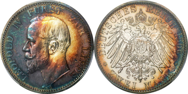 GERMANY. Lippe-Detmold. 2 Mark, 1906-A. Berlin Mint. Leopold IV. PCGS PROOF-63....