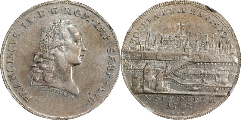 GERMANY. Regensburg. Taler, 1793-GCB. NGC AU-53.
Dav-2633; KM-469.
From the Au...