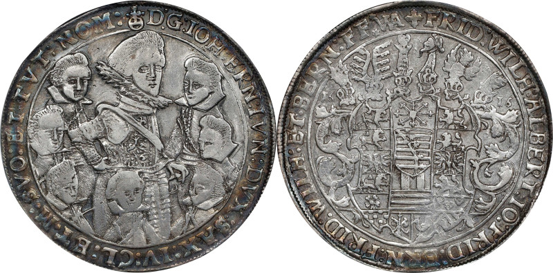 GERMANY. Saxe-Weimar. Taler, 1616-WA. Saalfeld Mint. Johann Ernst IV, with his s...