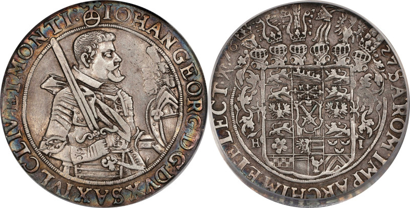 GERMANY. Saxony. Taler, 1627-HI. Dresden Mint. Johann Georg I. PCGS Genuine--Cle...