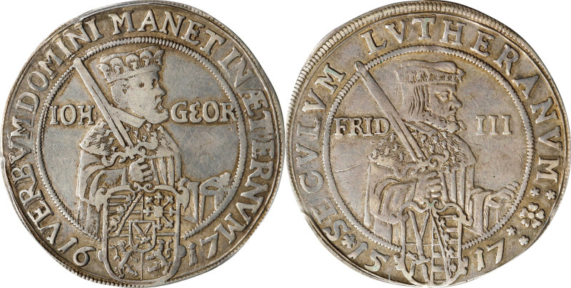 GERMANY. Saxony. 1/2 Taler, 1617. Dresden Mint. Johann Georg I. PCGS Genuine--Sc...