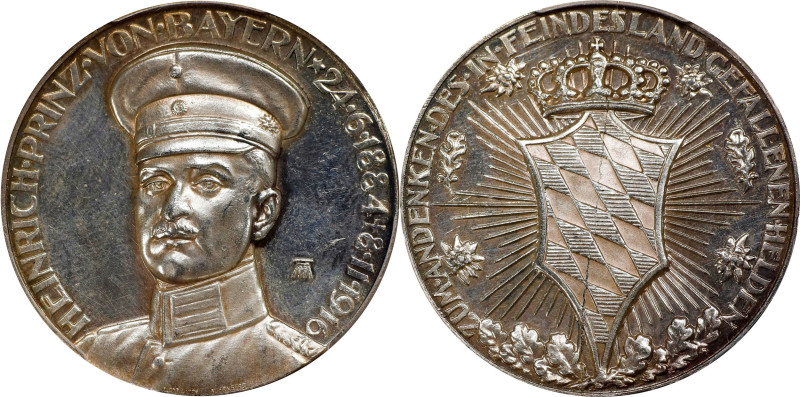 GERMANY. Empire. Death of Prince Heinrich of Bavaria Silver Medal, 1916. PCGS SP...