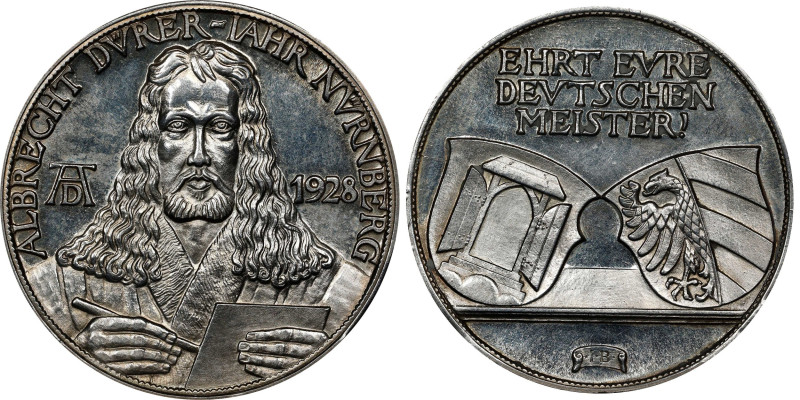 GERMANY. Weimar Republic. Nurnberg. Silver Medal Commemorating the 400th Anniver...