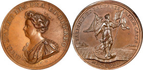 GREAT BRITAIN. Capture of Sardinia and Minorca Copper Medal, 1708. Anne. NGC MS-64 Brown.
MI-329/157; Eimer-434. Diameter: 40 mm. Obverse: Draped bus...