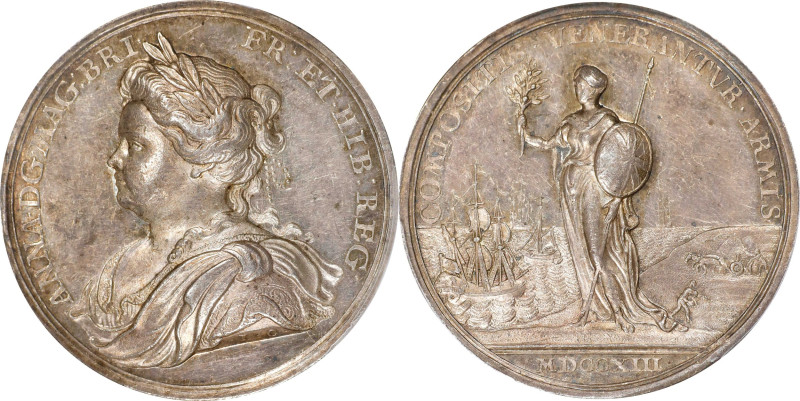 GREAT BRITAIN. Anne/Peace of Utrecht Silver Medal, 1713. London Mint. PCGS SPECI...