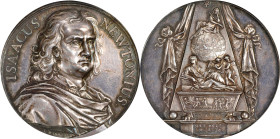 GREAT BRITAIN. Death of Sir Isaac Newton Silver Medal, ND (ca. 1740). PCGS SPECIMEN-61.
MI-470/85; Eimer-505. By J. Dassier. Diameter: 43mm. Obverse:...