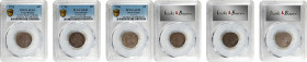 GREAT BRITAIN. Trio of 6 Pence (3 Pieces), 1723-58. London Mint. George I to George II. All PCGS Certified.
1) 1723. George I. PCGS AU-53. S-3652; KM...