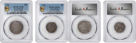 GREAT BRITAIN. Duo of Silver Minors (2 Pieces), 1745-46. London Mint. George II. Both PCGS Certified.
1) Shilling, 1745. PCGS VF-30. S-3703; KM-583.2...