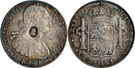 GREAT BRITAIN. Great Britain - Mexico. Dollar (4 Shillings 9 Pence), ND (1797). George III. PCGS Genuine--Scratch, EF Details; Countermark: AU Details...