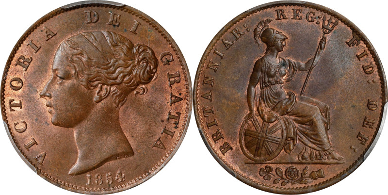 GREAT BRITAIN. 1/2 Penny, 1854. London Mint. Victoria. PCGS MS-64 Brown.
S-3949...