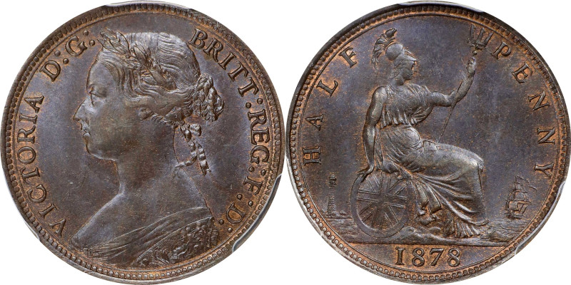 GREAT BRITAIN. 1/2 Penny, 1878. London Mint. Victoria. PCGS MS-64 Brown.
S-3956...