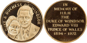 GREAT BRITAIN. Death of the Duke of Windsor (Edward VIII) Gold Medal, 1972. PCGS PROOF-67 Deep Cameo.
Giordano-MM11B. By R. Lobel. Diameter: 22mm. St...