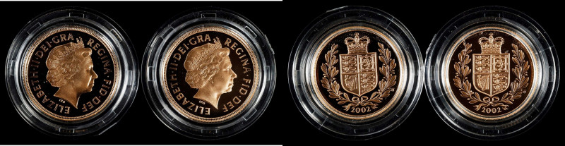 GREAT BRITAIN. Duo of Proof Sovereigns (2 Pieces), 2002. Llantrisant Mint. Eliza...