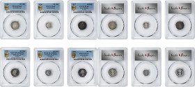 GREAT BRITAIN. Sextet of Maundy Denominations (6 Pieces), 1936-60. London Mint. All PCGS Certified. Grade Range: UNC Details to Prooflike-65.
A mixed...