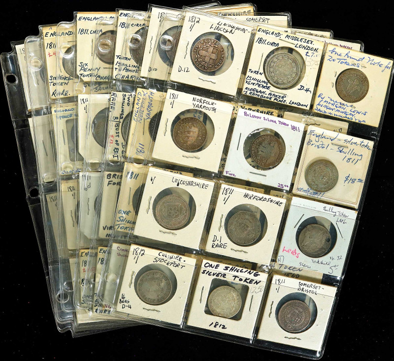 GREAT BRITAIN. Collection of Silver Trade Tokens (approx. 80 Pieces), 1811-1815....