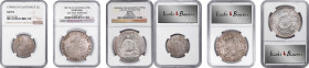 GUATEMALA. Trio of Silver Issues (3 Pieces), 1794-1894. All NGC Certified.
1) 2 Reales, 1794-NG M. Nuevo Guatemala Mint. Charles IV. NGC AU-55. KM-51...