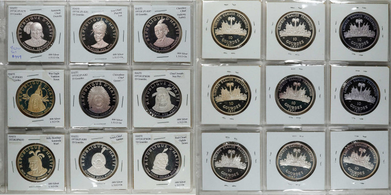 HAITI. Native American Chiefs Proof Set (9 Pieces), 1971. GEM PROOF.
KM-79 thro...