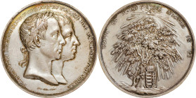 HUNGARY. Coronation of Ferdinand I Silver Medal, ND (1830). EXTREMELY FINE Details--Cleaned.
Mont-2515; Wurz-2054. Obverse: Jugate busts of the emper...