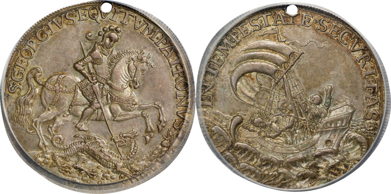 HUNGARY. St. George/Christ & Apostles Silver Medallic Taler, ND (ca. mid-18th Ce...