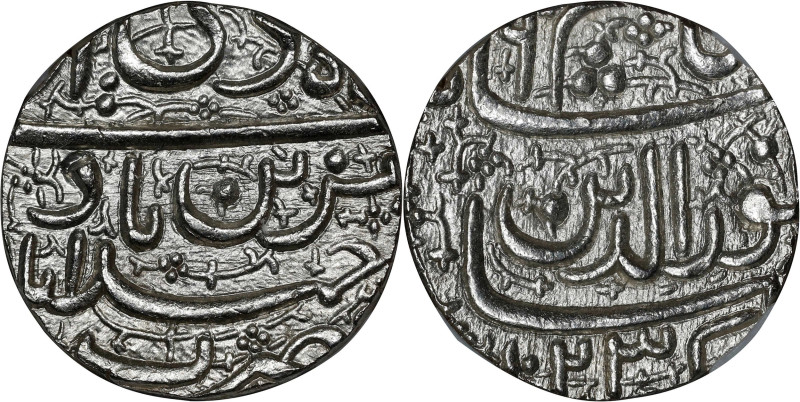 INDIA. Mughal Empire. Rupee, AH 1023 Year 9 (1614). Ahmadabad Mint. Muhammad Jah...