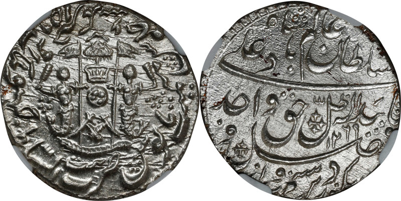 INDIA. Awadh. Rupee, AH 1269 Year 6 (1852). Lucknow Mint. Wajid Ali Shah. NGC MS...