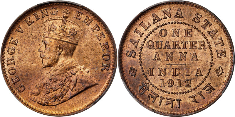 INDIA. Sailana. 1/4 Anna, 1912. Jaswant Singh (under George V as Emperor). PCGS ...