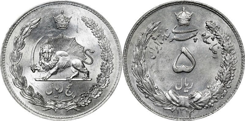 IRAN. 5 Rials, SH 1312 (1933). Tehran Mint. Reza Pahlavi. PCGS MS-63.
KM-1131....