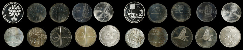 ISRAEL. Group of Silver Commemoratives (10 Pieces), 1949-85. GEM UNCIRCULATED.
...