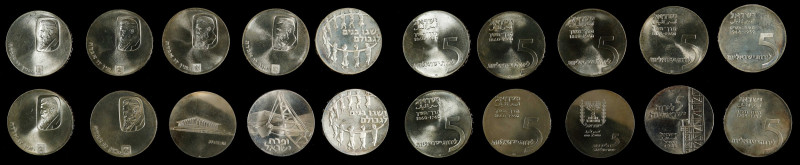 ISRAEL. Group of Silver Commemoratives (10 Pieces), 1959-67. GEM UNCIRCULATED.
...