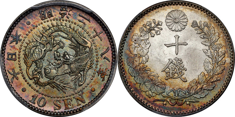 JAPAN. 10 Sen, Year 28 (1895). Osaka Mint. Mutsuhito (Meiji). PCGS MS-65.
KM-Y-...