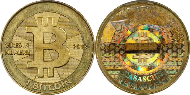 Redeemed 2013 Casascius 1 Bitcoin. Firstbits 13LzC3Yk. Series 2. Brass. MS-64 (P...