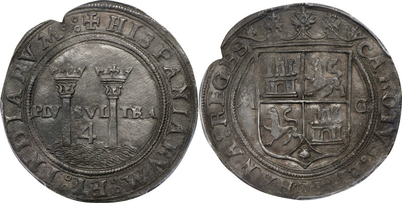 MEXICO. Cob 4 Reales, ND (1542-48)-M G. Mexico City Mint. Carlos & Johanna. PCGS...